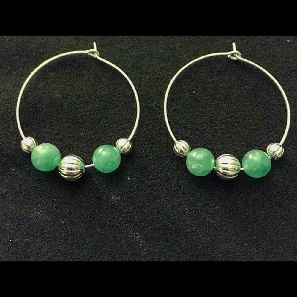 handmade sea foam & silver hoops